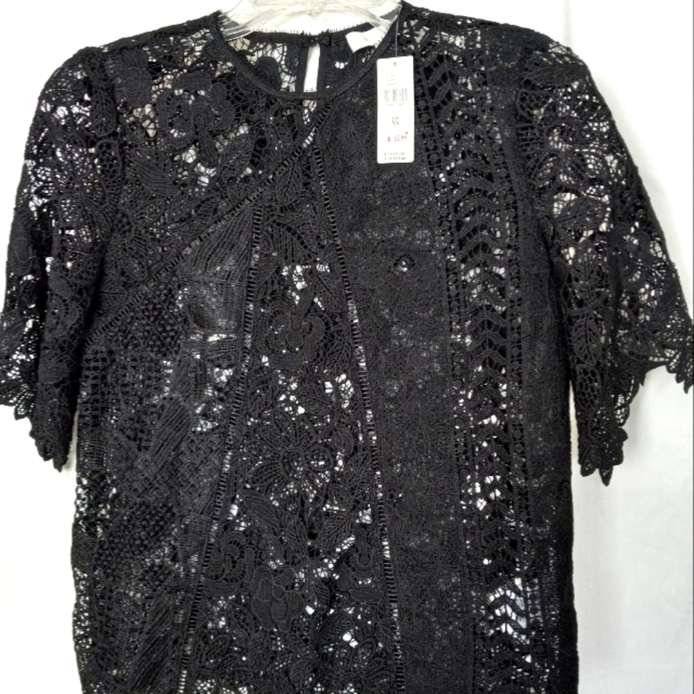 Black cover-up slash blouse